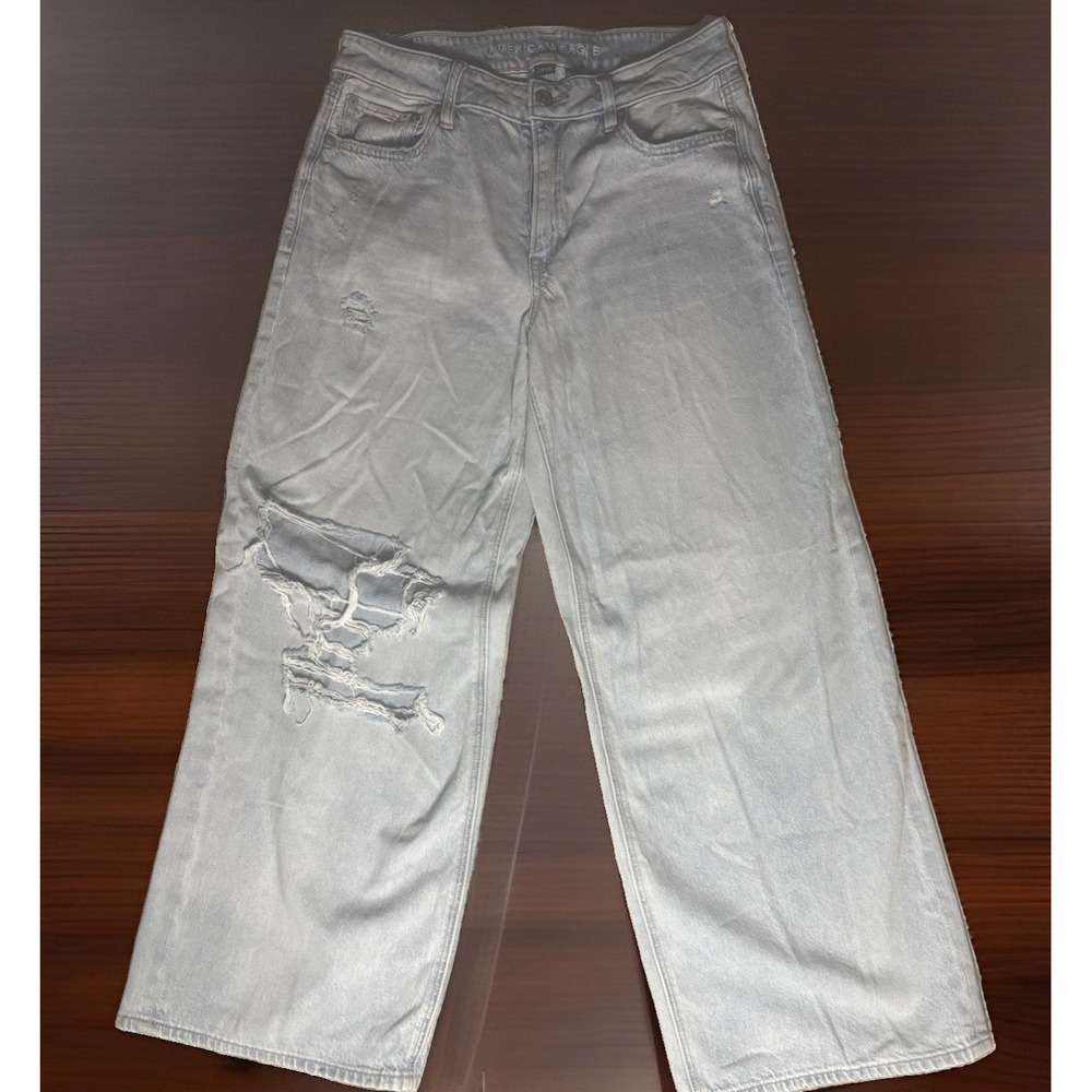 American Eagle Jeans Super High Rise Baggy Wide Leg Ankle Size 4 Regular